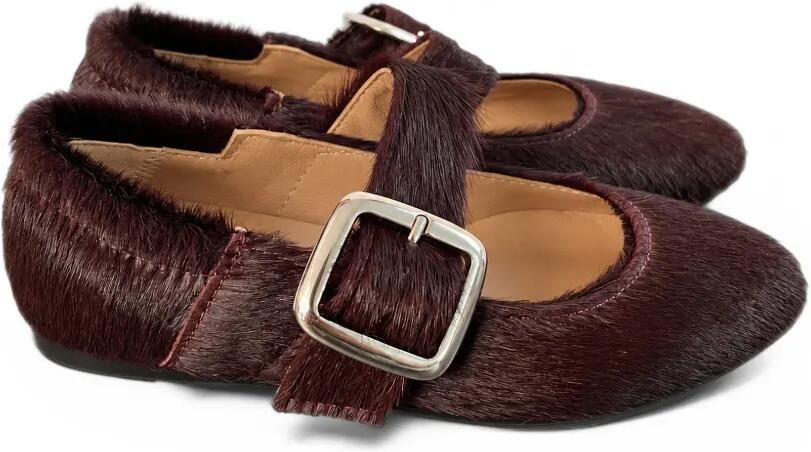 Eli1957 buckle-fastening pony hair ballet flats Rood - Foto 3