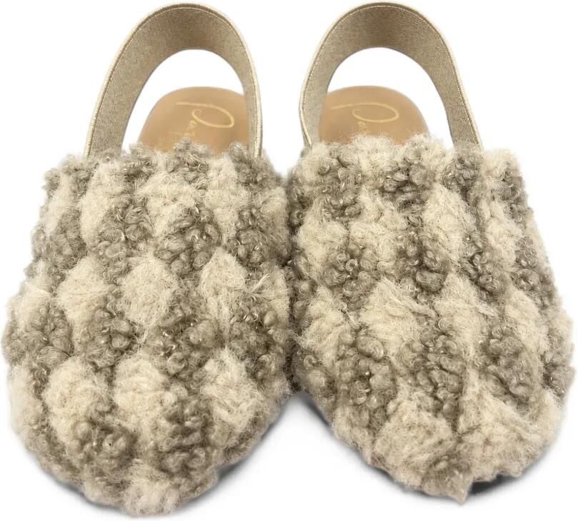 Eli1957 Sandalen van imitatiebont met elastiek Beige