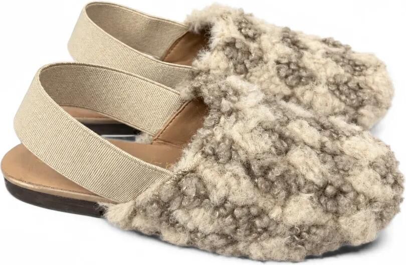 Eli1957 Sandalen van imitatiebont met elastiek Beige - Foto 3