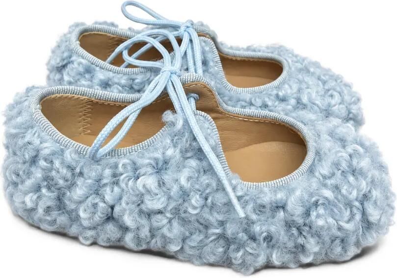 Eli1957 faux-fur lace-up ballet flats Blauw - Foto 3