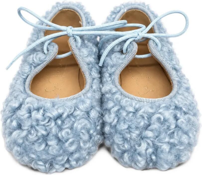 Eli1957 faux-fur lace-up ballet flats Blauw - Foto 2
