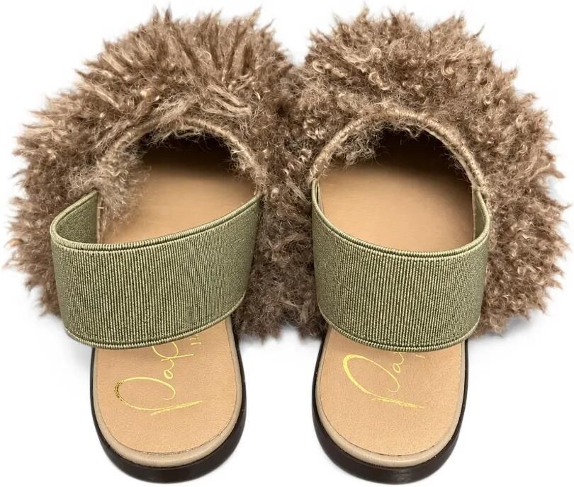 Eli1957 Slingback sandalen van imitatiebont Bruin