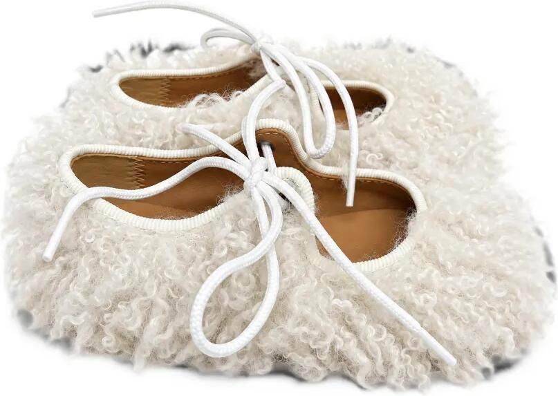 Eli1957 faux-fur tie-fastening ballet flats Wit