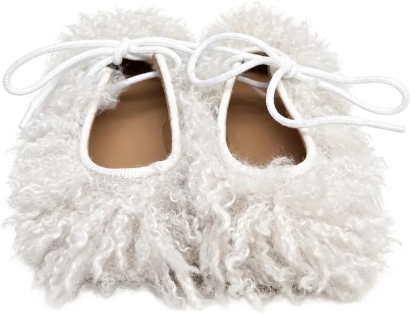Eli1957 faux-fur tie-fastening ballet flats Wit - Foto 3