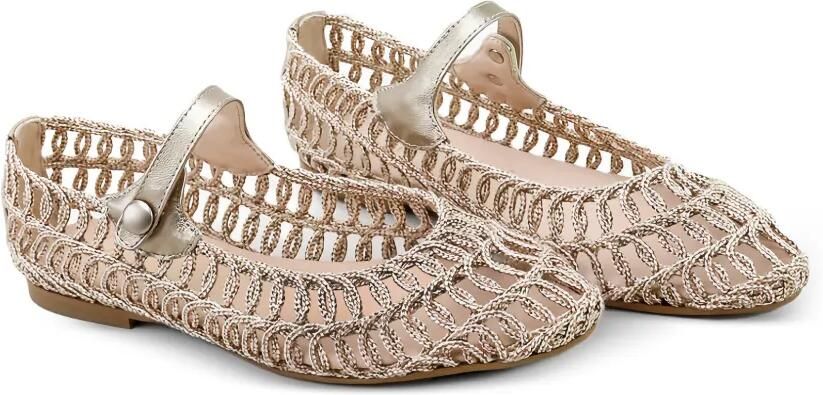 Eli1957 Geweven leren ballerina's Zilver