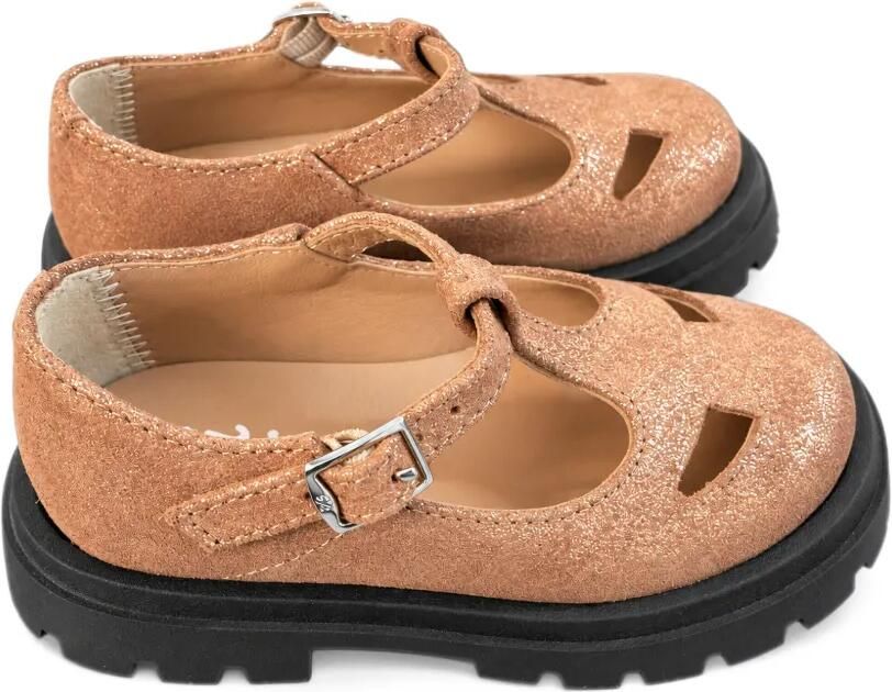 Eli1957 glitter-effect cut-out ballet flats Beige