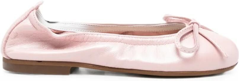 Eli1957 Leren ballerina's met strikdetail Roze