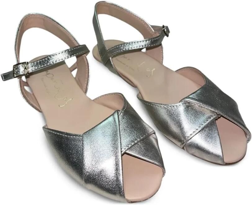 Eli1957 Metallic sandalen met gekruiste bandjes Zilver