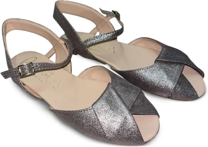 Eli1957 Metallic sandalen met gekruiste bandjes Zilver