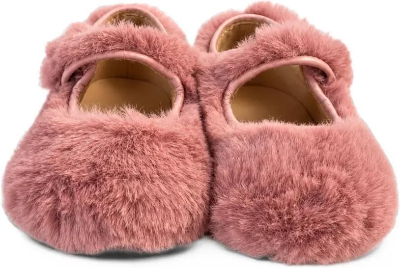 Eli1957 pony-hair touch-strap ballet flats Roze