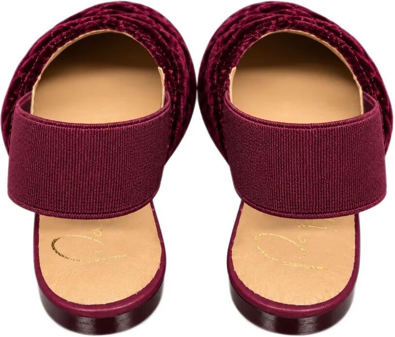 Eli1957 Gewatteerde fluwelen slingback sandalen Rood