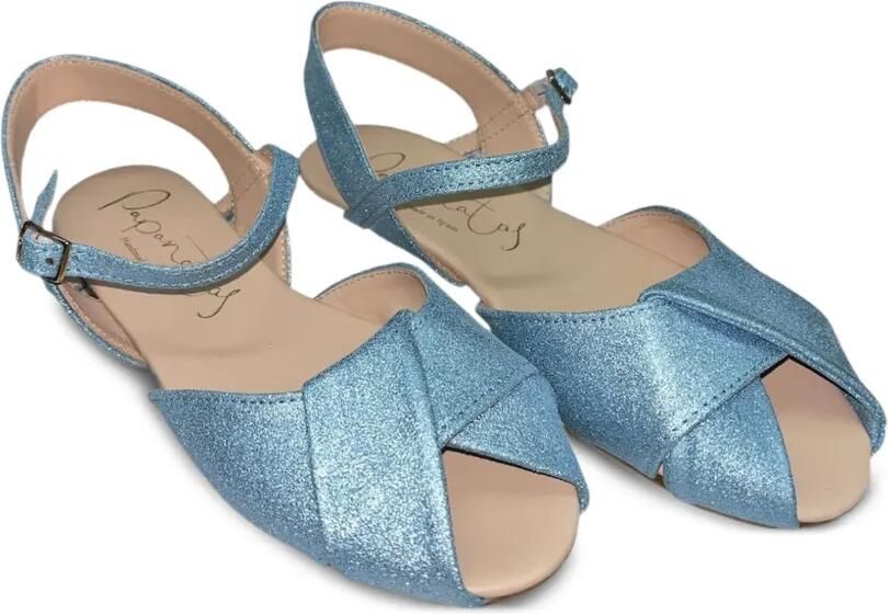 Eli1957 Sandalen met gekruiste bandjes en glitter Blauw