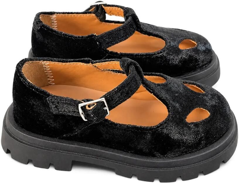 Eli1957 T-bar velvet ballet flats Zwart