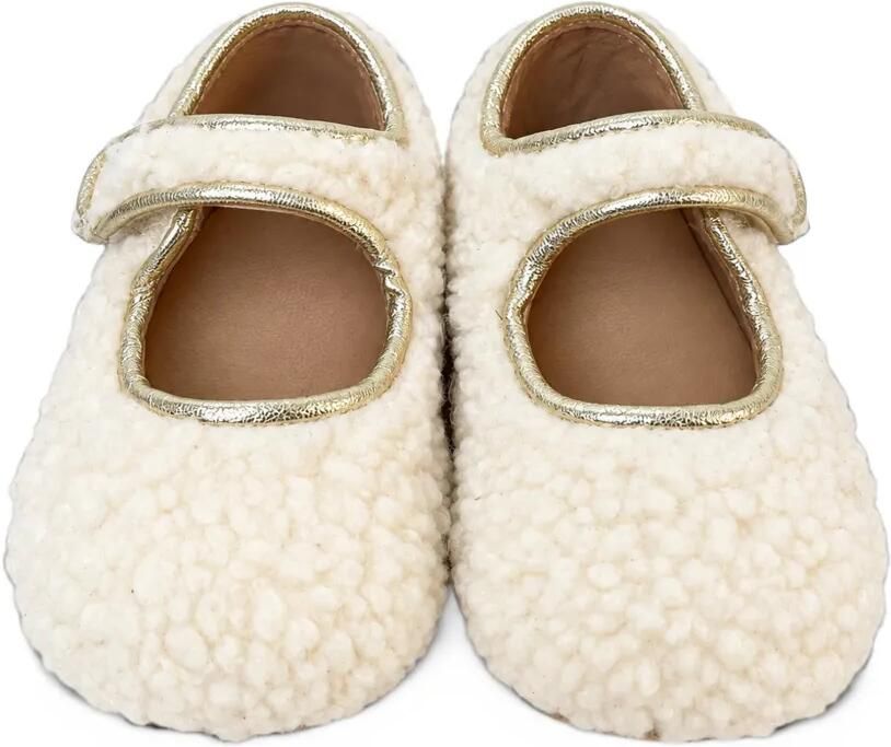 Eli1957 teddy-texture touch-strap ballet flats Beige - Foto 2