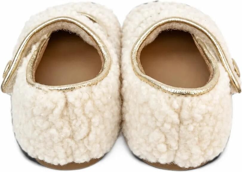 Eli1957 teddy-texture touch-strap ballet flats Beige - Foto 3