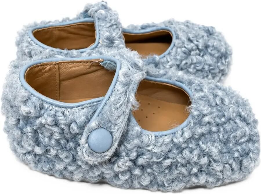 Eli1957 teddy-texture touch-strap ballet flats Blauw - Foto 2
