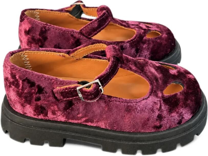 Eli1957 velvet T-bar ballet flats Rood