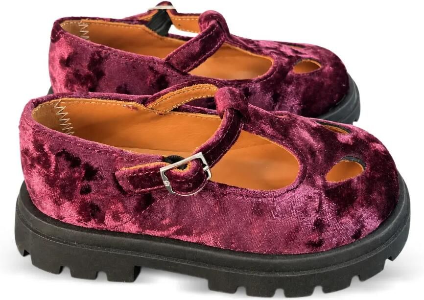 Eli1957 velvet T-bar ballet flats Rood