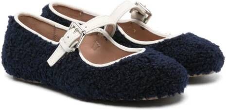 Eli1957 Mary Jane fleece schoenen met contrasterende afwerking Blauw