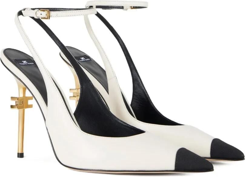 Elisabetta Franchi Falcon slingback sneakers van nappa en gros-grain Wit
