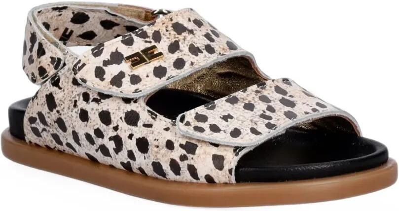 Elisabetta Franchi Kids Sandalen met klittenband en dalmatiër-print Beige