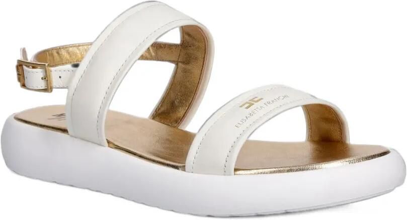 Elisabetta Franchi Kids Sandalen met gespen en logo-plakkaat Beige