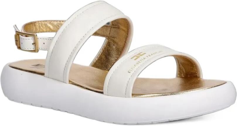 Elisabetta Franchi Kids Sandalen met gespen en logo-plakkaat Wit