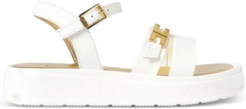 Elisabetta Franchi Kids Sandalen met logoplakkaat Wit
