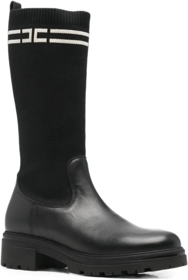 Elisabetta Franchi Kids sock-style leather boots Zwart - Foto 2