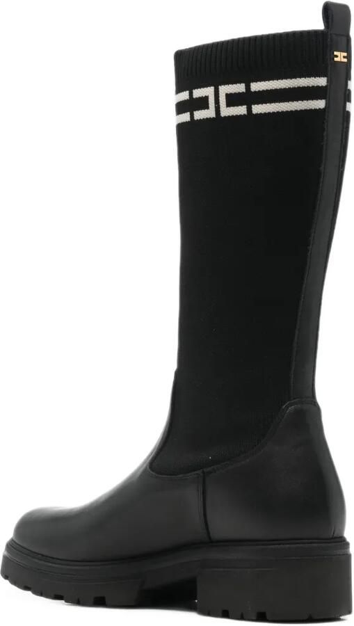 Elisabetta Franchi Kids sock-style leather boots Zwart - Foto 3