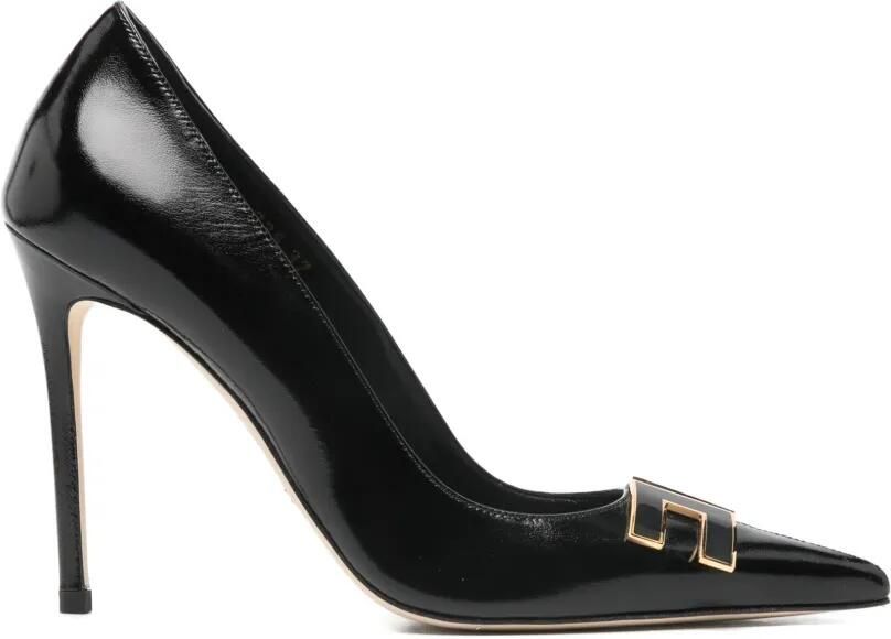 Elisabetta Franchi Leren pumps met logo-detail Zwart