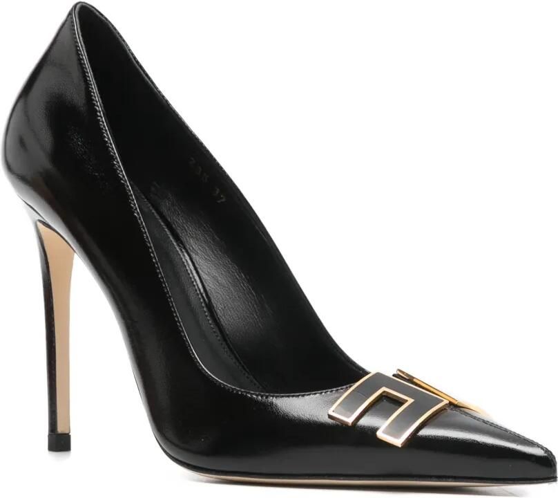 Elisabetta Franchi Leren pumps met logo-detail Zwart - Foto 2