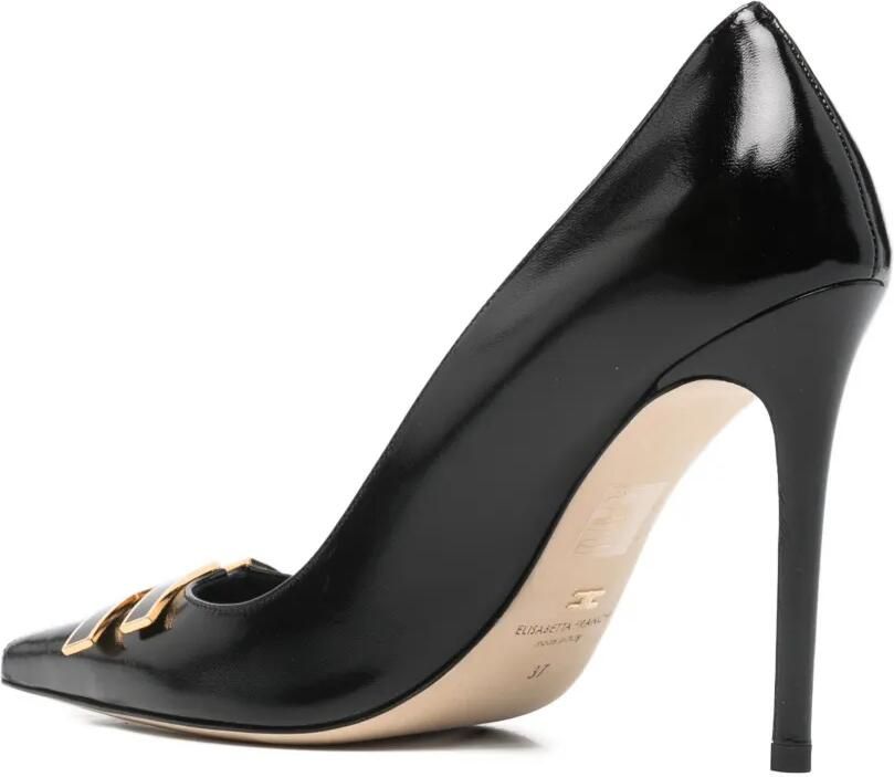 Elisabetta Franchi Leren pumps met logo-detail Zwart - Foto 3