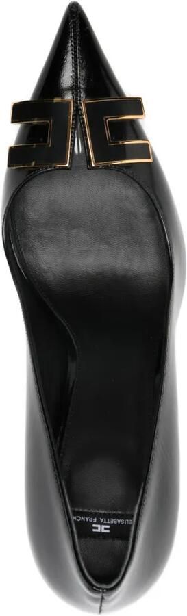 Elisabetta Franchi Leren pumps met logo-detail Zwart - Foto 4