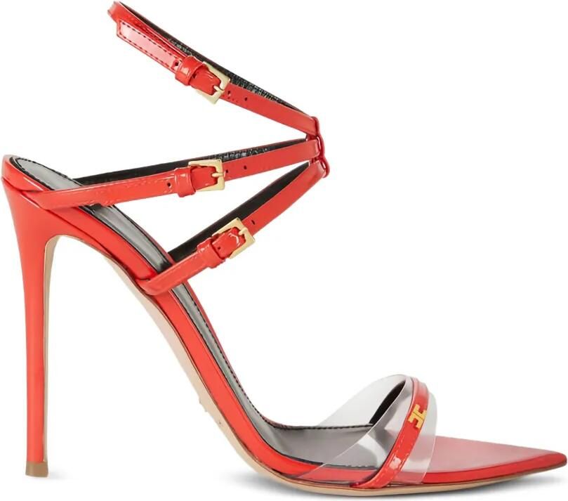 Elisabetta Franchi Leren sandalen met bandjes Rood