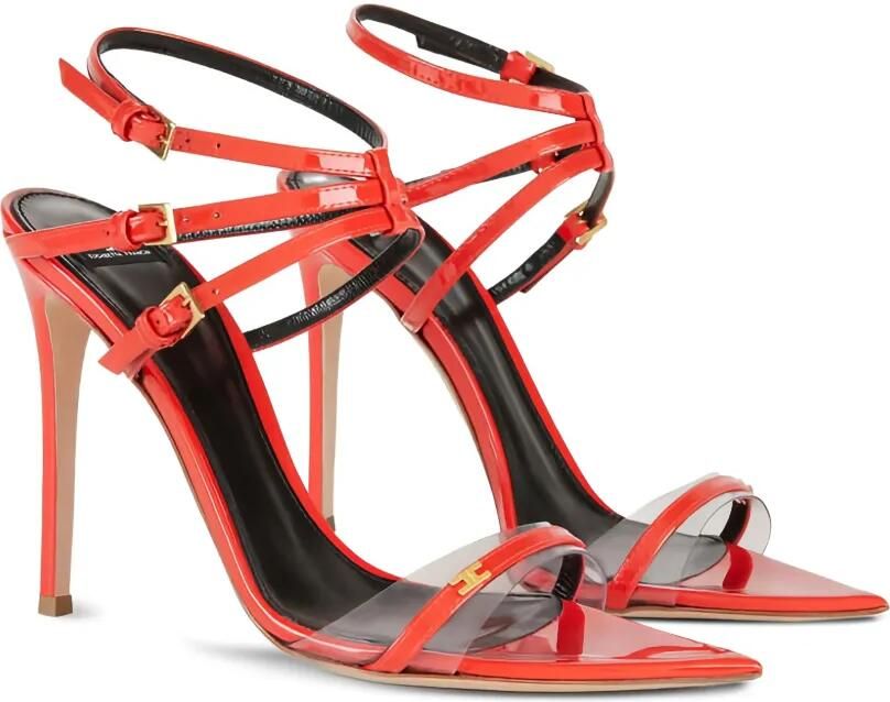 Elisabetta Franchi Leren sandalen met bandjes Rood - Foto 4