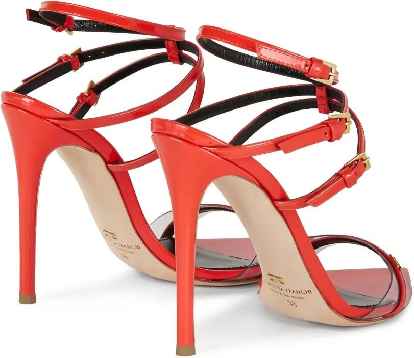 Elisabetta Franchi Leren sandalen met bandjes Rood - Foto 3
