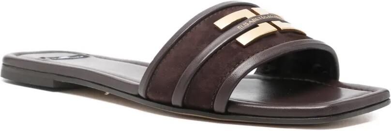Elisabetta Franchi Leren sandalen met gouden hardware Bruin - Foto 4