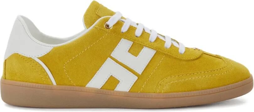 Elisabetta Franchi Leren sneakers met logodetail Geel