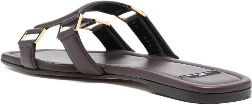 Elisabetta Franchi Platte nappaleren sandalen Bruin - Foto 3