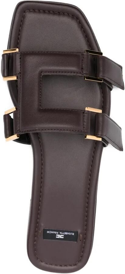 Elisabetta Franchi Platte nappaleren sandalen Bruin - Foto 2
