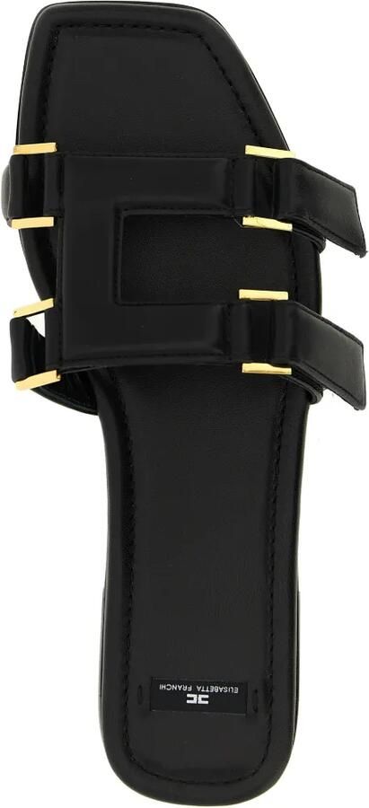 Elisabetta Franchi Platte nappaleren sandalen Zwart