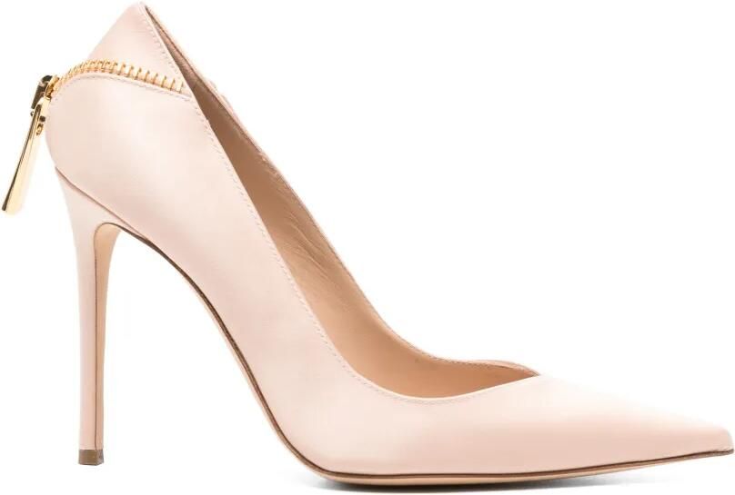 Elisabetta Franchi Pumps met puntige neus hak en ritsdetail Roze