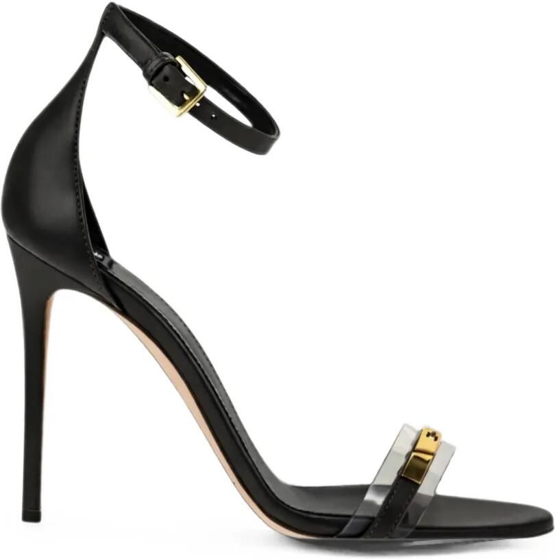 Elisabetta Franchi Sandalen met gespbandje en logo-plakkaat Zwart