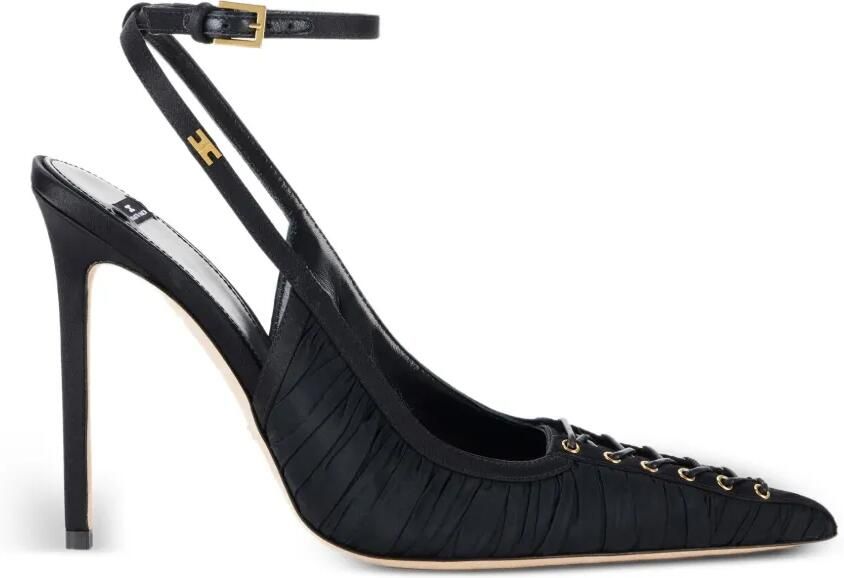 Elisabetta Franchi Sandalen van nappaleer met gekruiste veters Zwart