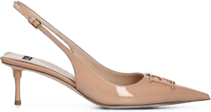 Elisabetta Franchi Slingback pumps met logoplakkaat Beige