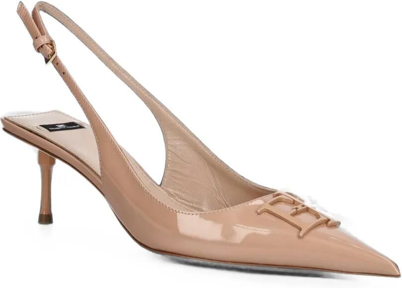 Elisabetta Franchi Slingback pumps met logoplakkaat Beige - Foto 2