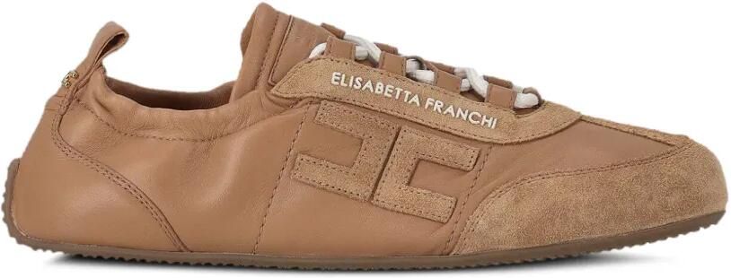 Elisabetta Franchi Sneakers met suède vlak Beige
