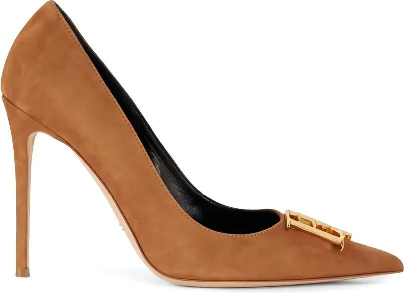Elisabetta Franchi Suède pumps met logo Beige