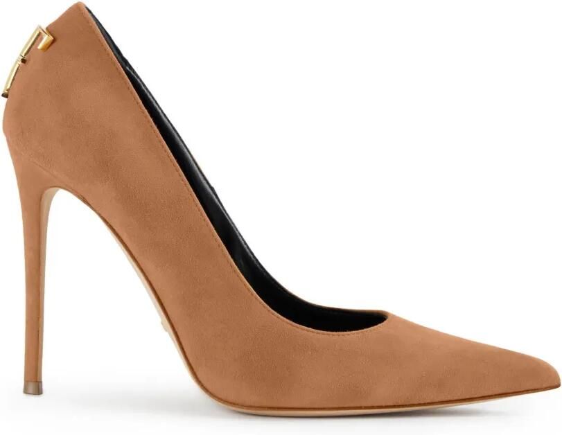 Elisabetta Franchi Suède pumps met logo Bruin